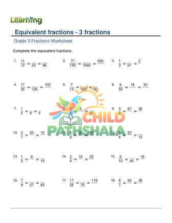 Equivalent 3 Fractions B