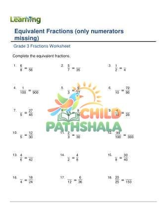 Equivalent Fractions Numerators Missing2 B