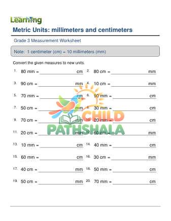 Preview of Metric Units Length Cm Mm No Decimal C