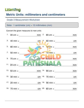 Preview of Metric Units Length Cm Mm No Decimal D