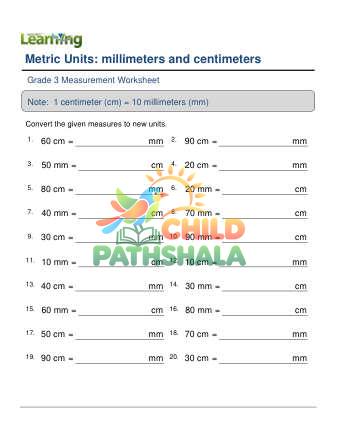 Preview of Metric Units Length Cm Mm No Decimal E