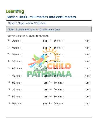 Preview of Metric Units Length Cm Mm No Decimal F