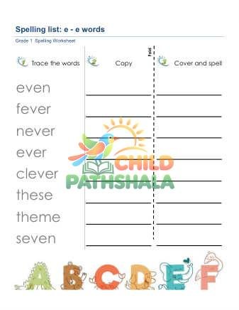 Preview of Spelling List E E Words