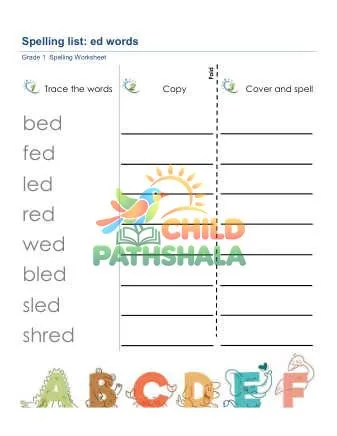 Preview of Spelling List Ed Words