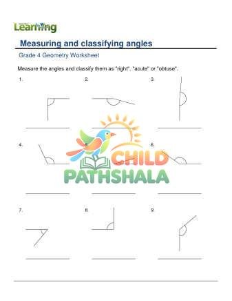 Geometry Measuring Classifying Angles B Worksheet for Grade 3
