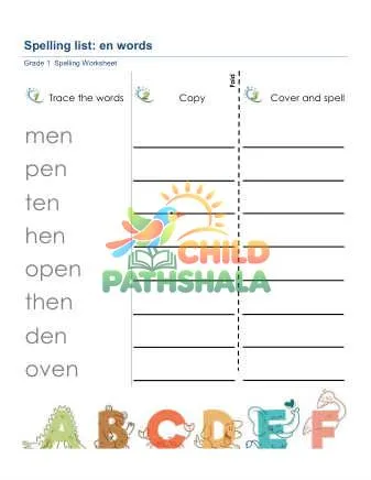 Preview of Spelling List En Words