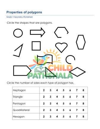 Geometry Polygons Properties Worksheet for Grade 3