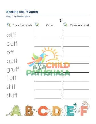 Preview of Spelling List Ff Words