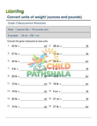 Converting Units Weight Ounces Pounds Harder C