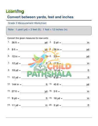 Preview of Converting Yards Feet Inches Easy B