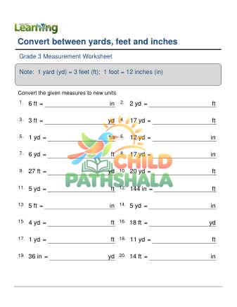Preview of Converting Yards Feet Inches Easy E
