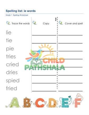 Preview of Spelling List Ie Words