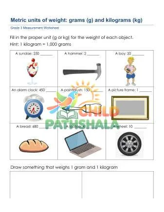 Preview of Measurement Units Of Weight Metric