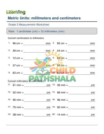 Preview of Metric Units Length Cm Mm