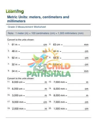 Preview of Metric Units Length M Cm Mm