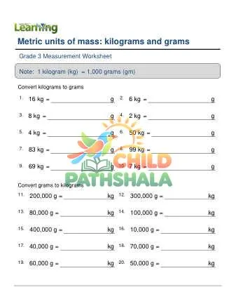 Preview of Metric Units Mass Kg Gm