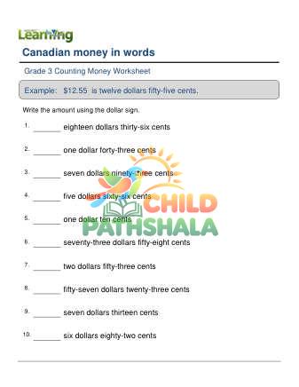 Preview of Money Canadian Words To Numbers F