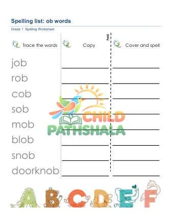 Preview of Spelling List Ob Words