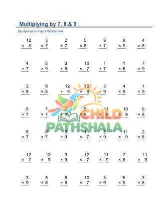 Preview of 7 8 9 Times Tables C
