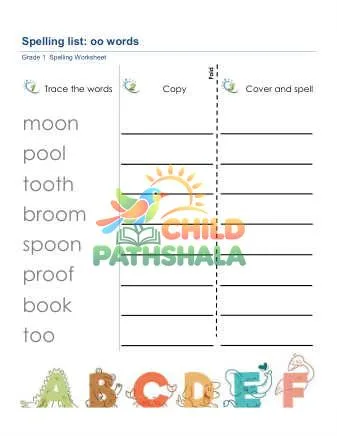 Preview of Spelling List Oo Words