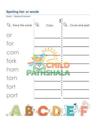 Preview of Spelling List Or Words