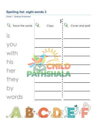 Spelling List Sight Words 3