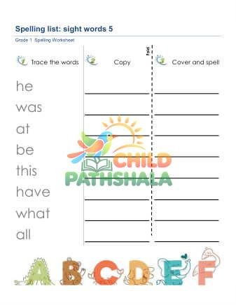 Spelling List Sight Words 5
