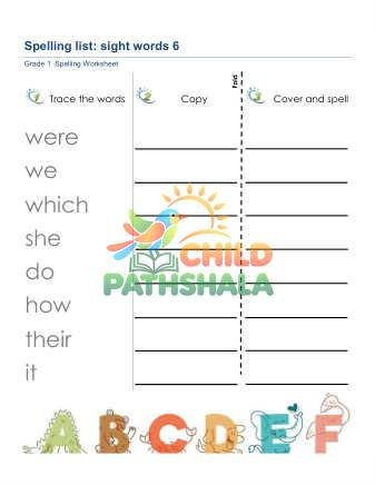 Preview of Spelling List Sight Words 6