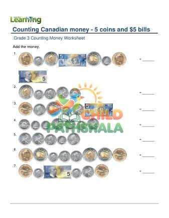 Counting Money Canadian 5 Coins 5 Dollar B