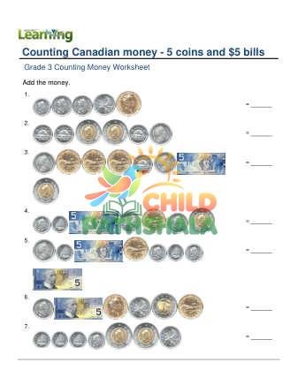 Counting Money Canadian 5 Coins 5 Dollar C