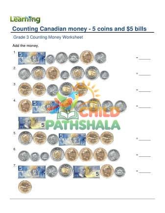 Counting Money Canadian 5 Coins 5 Dollar D