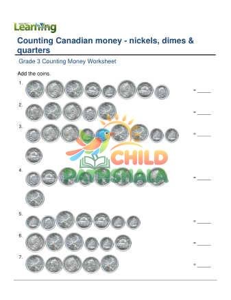Preview of Counting Money Canadian Nickels Dimes Quarters F