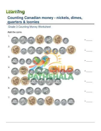 Preview of Counting Money Canadian Nickels Dimes Quarters Loonies