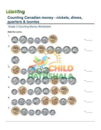 Preview of Counting Money Canadian Nickels Dimes Quarters Loonies F