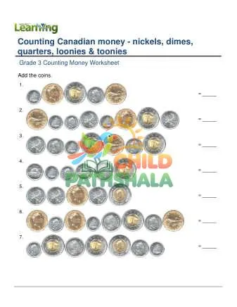 Preview of Counting Money Canadian Nickels Dimes Quarters Loonies Toonies