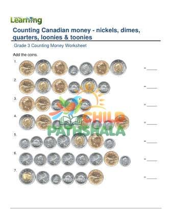 Preview of Counting Money Canadian Nickels Dimes Quarters Loonies Toonies D