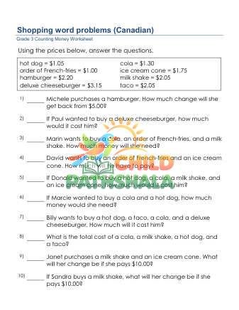 Counting Money Canadian Shopping Problems D