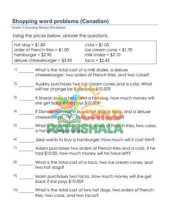 Counting Money Canadian Shopping Problems E