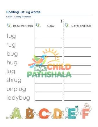 Preview of Spelling List Ug Words