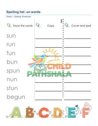 Preview of Spelling List Un Words