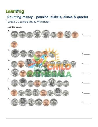 Preview of Counting Money Pennies Nickels Dimes.quarters E
