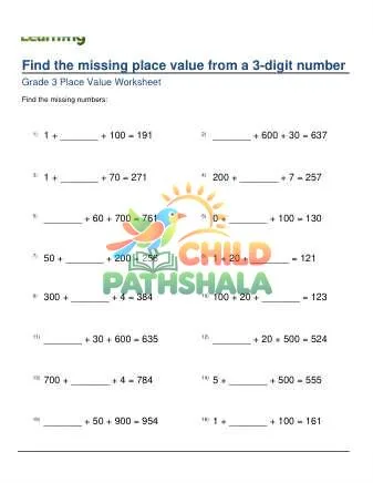Preview of Missing Place Value 3 Digit Number