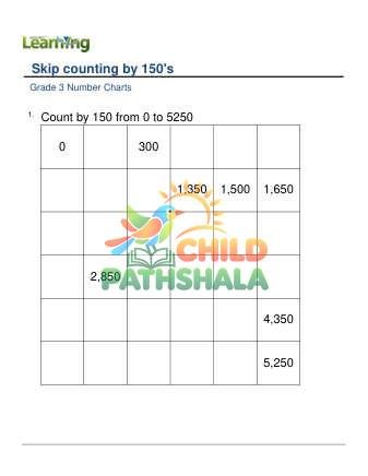 Preview of Number Chart Skip Count By 150 A