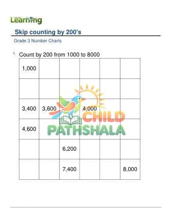 Preview of Number Chart Skip Count By 200 From 1000