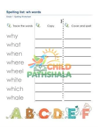 Preview of Spelling List Wh Words