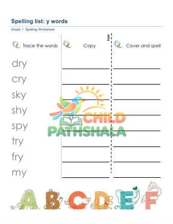 Preview of Spelling List Y Words