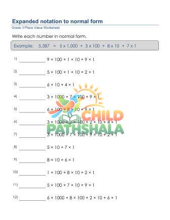 Preview of Write 4 Digit Number Normal Form B