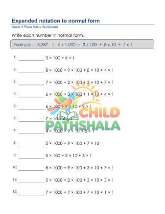 Preview of Write 4 Digit Number Normal Form D