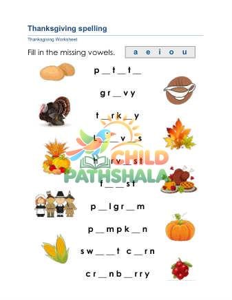 Preview of Thanksgiving Spelling A
