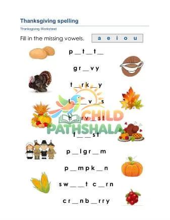 Preview of Thanksgiving Spelling